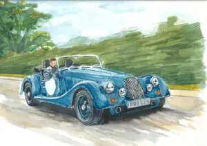 Blue Morgan Plus 4 Signed Print 14x11