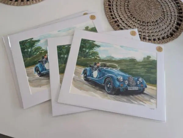 Blue Morgan Plus 4 Signed Print