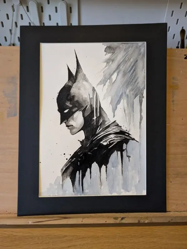 Batman Mono Print 14x11 Mounted - Image 2
