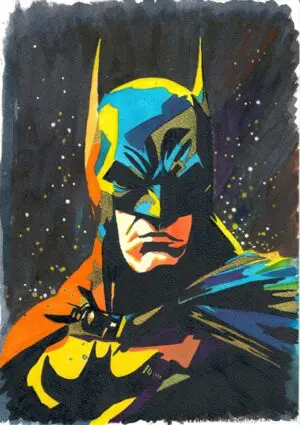 Batman Signed Hand Embellished Print 14x11