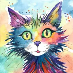 Bright Cat Signed Print 8x8