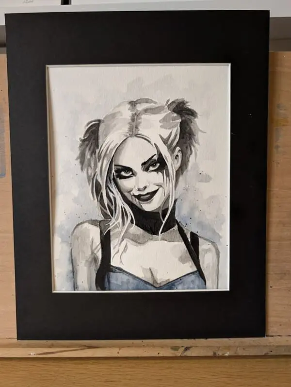 Harley Quinn Mono Print 14x11 Mounted - Image 2