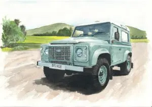 Landrover Defender Signed Print 14x11
