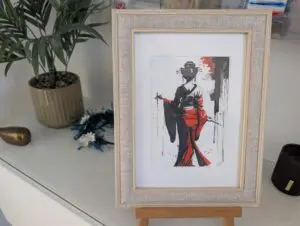 Geisha in Red 1 Framed Print A4