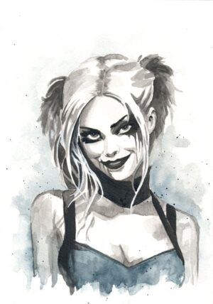 Harley Quinn Mono Print 14x11 Mounted